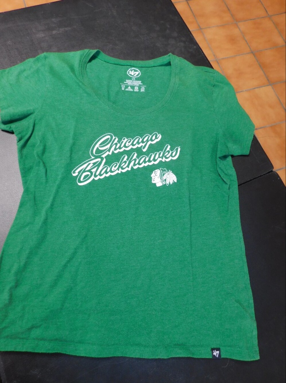 47 Brand Green Chicago Blackhawks Script Tee